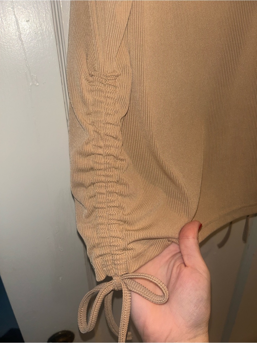SHEIN Ribbed Side-Tie Tank Top - Camel - Picture 2 of 3